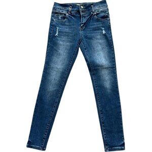Palacio Junior’s Mid-Dark Blue Distressed Skinny Stretch Denim Jeans - Size 13